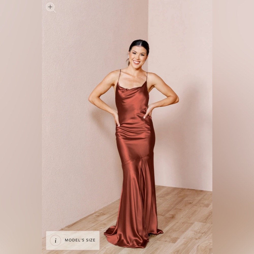 Revelry Satin Kimora in Terracota Rust 709 size 4P